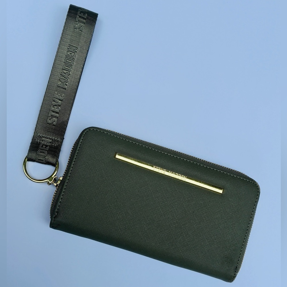 Steve Madden Army Green Wristlet with Gold Accents